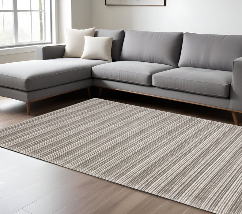 10' X 13' Striped Hand Tufted Area Rug - Gray And Ivory