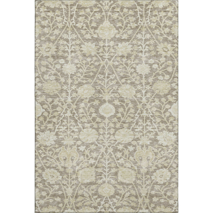 10' X 14' Floral Washable Area Rug With UV Protection (684004) - Coffee / Beige