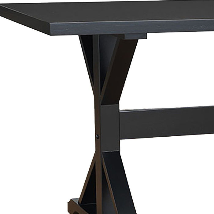 48" Solid Wood Trestle Base Dining Table - Black