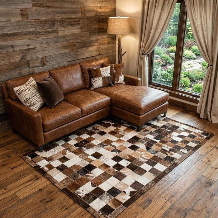 8' X 10' Cowhide Patchwork Area Rug (544486) - Brown