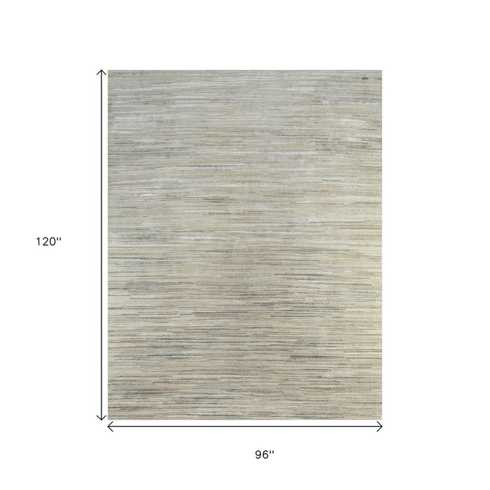 8' X 10' Contemporary Abstract Hand Knotted Area Rug - Beige
