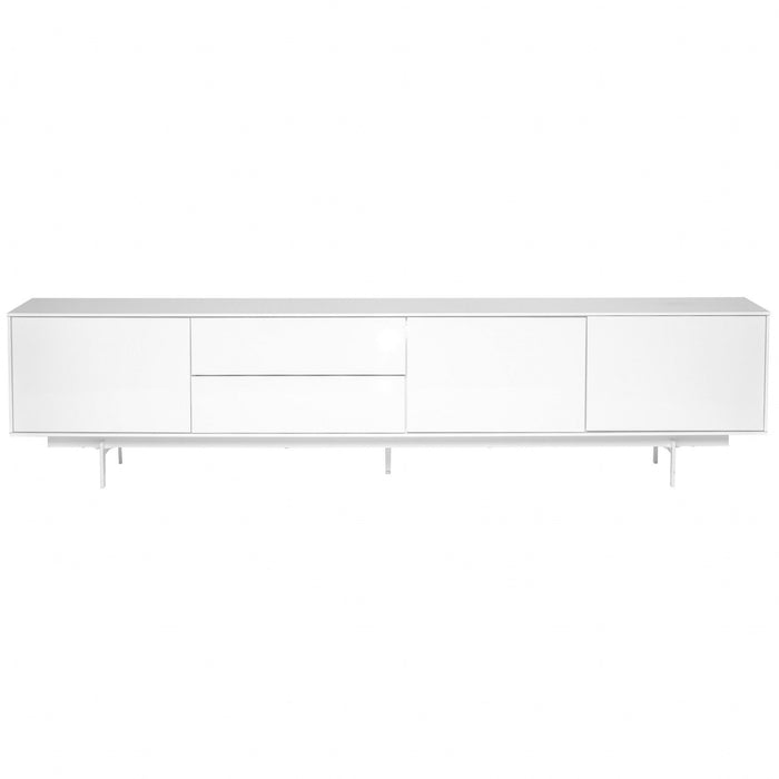 White Wood Cabinet TV Stand with enclosed storage and modern design from HomeRoots, perfect for organizing entertainment essentials.