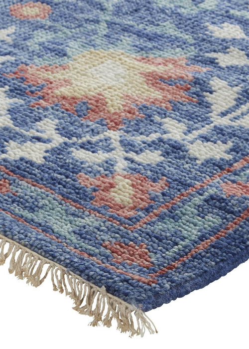 10' x 13' Wool Floral Hand Knotted Stain Resistant Area Rug - Blue And Red