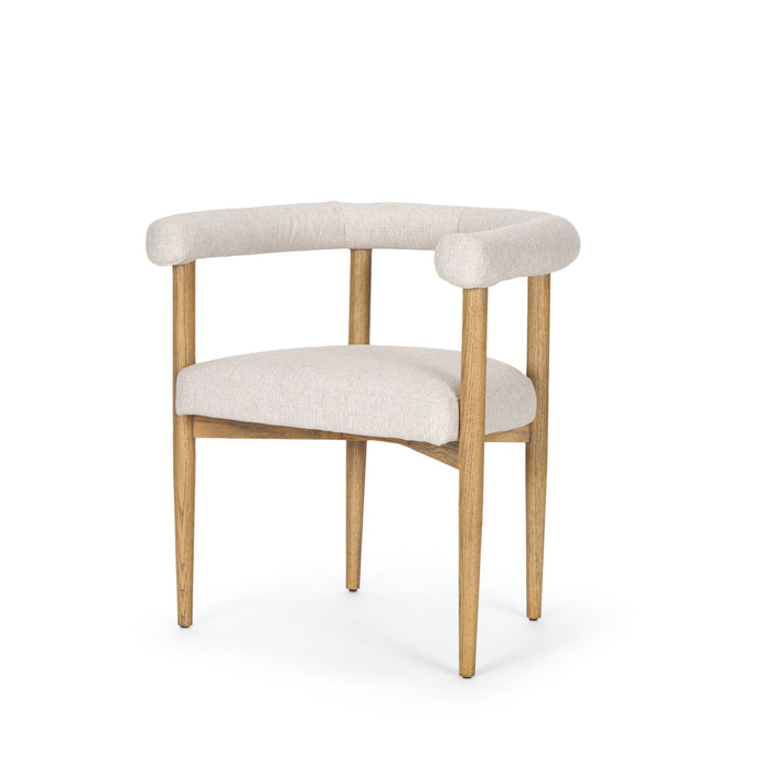 Upholstered Cushion Solid Wood Open Back Dining Arm Chair - Brown