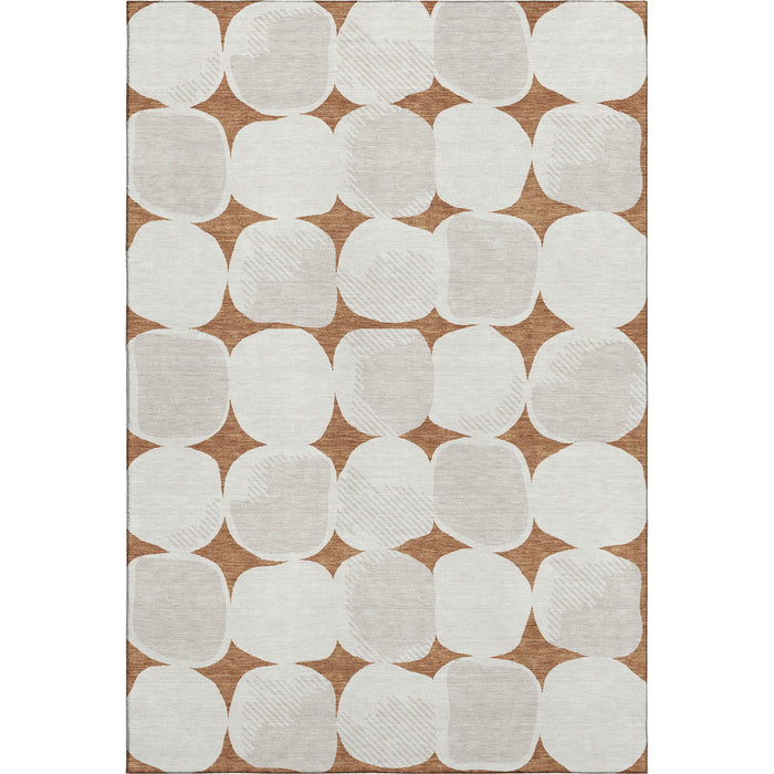 10' X 14' Abstract Geometric Washable Area Rug With UV Protection (669222) - Rust / Ivory