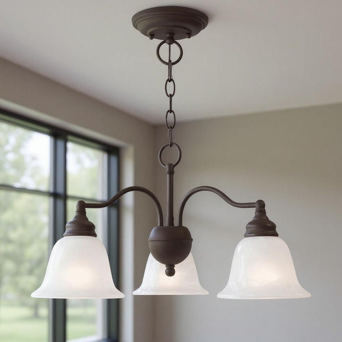 Dimmable 3 Light Chandelier With Shades - Bronze
