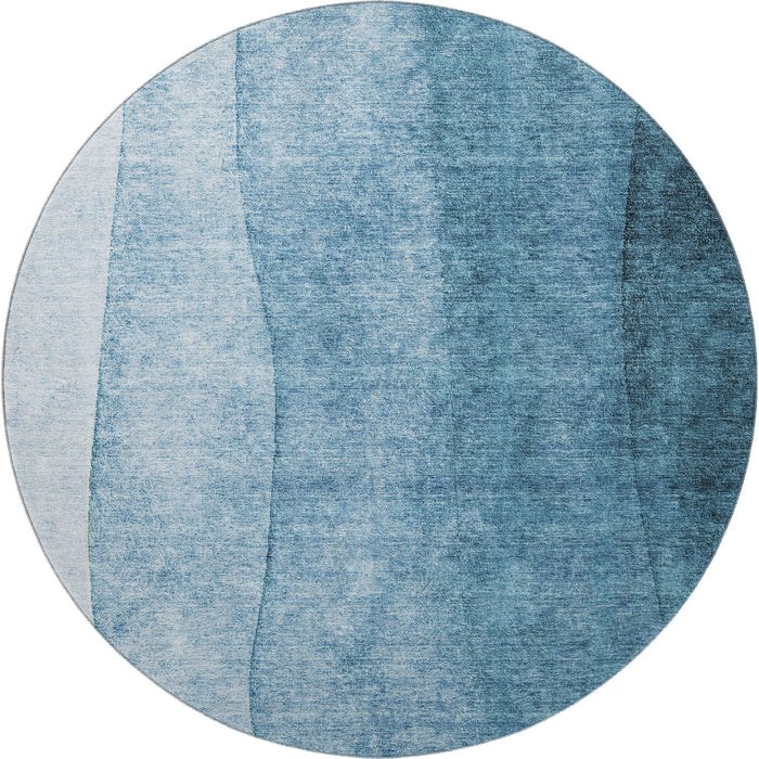 8' Ombre Washable Round Rug With UV Protection (652716) - Blue / Ivory