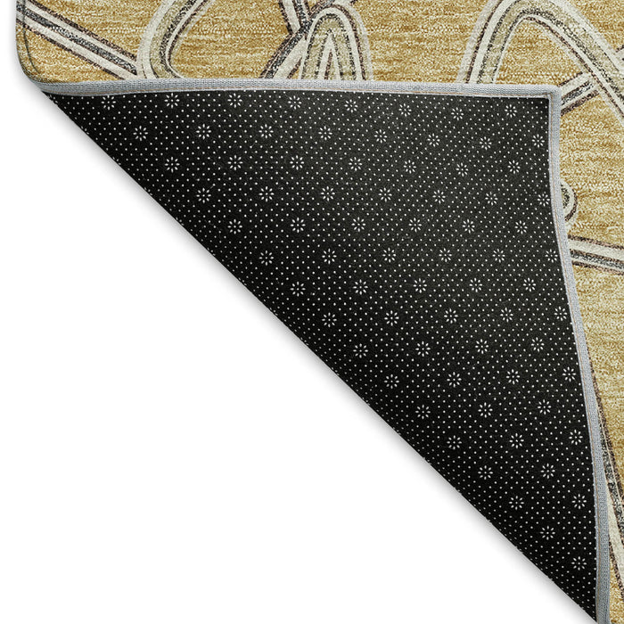 10' X 14' Geometric Washable Area Rug With UV Protection (675300) - Gold / Ivory