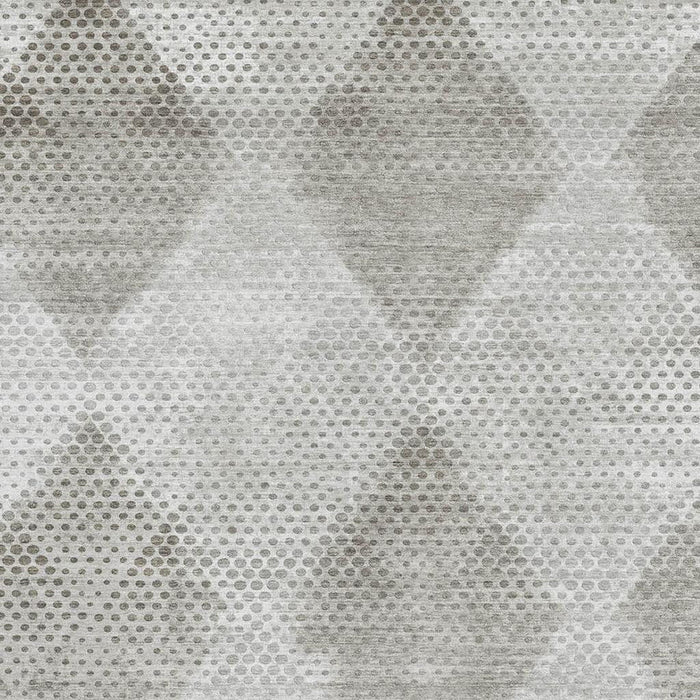 9' X 12' Geometric Washable Area Rug With UV Protection (648189) - Gray / Ivory