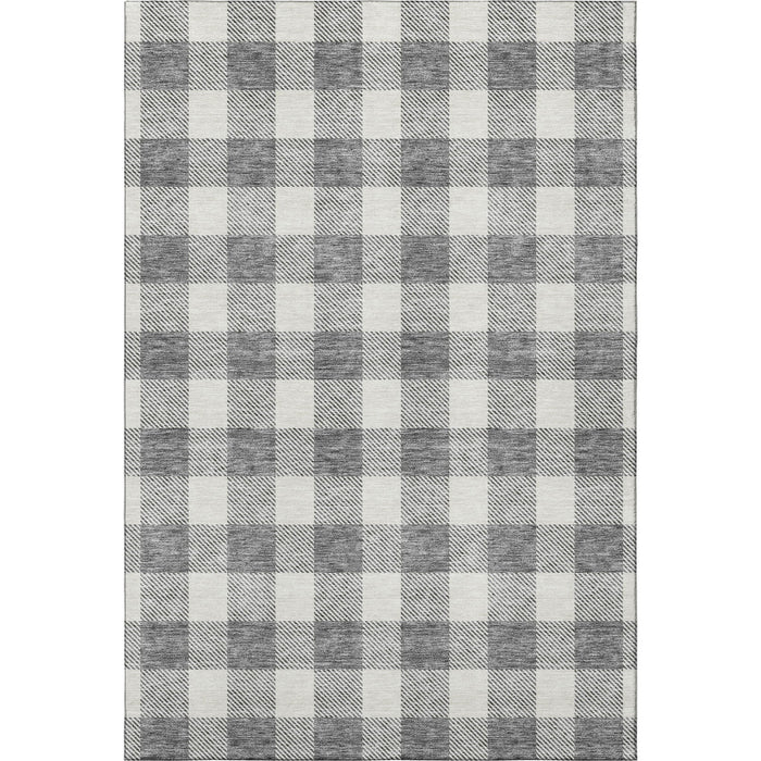 10' X 14' Plaid Washable Area Rug With UV Protection (673375) - Gray / Ivory