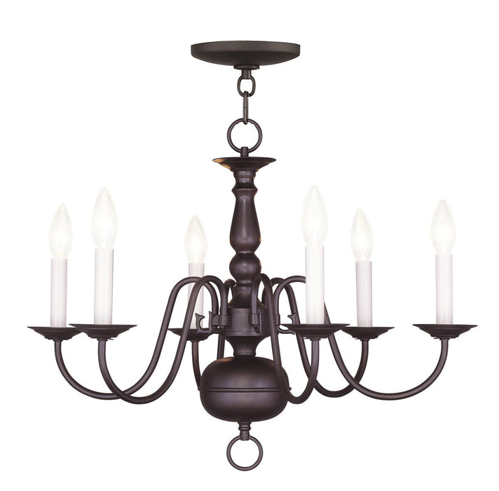18'' Six Light Dimmable Chandelier With Shades - Bronze