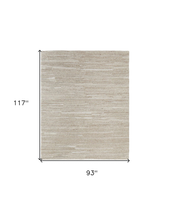 8' x 10' Abstract Hand Woven Worn Faded Area Rug - Ivory