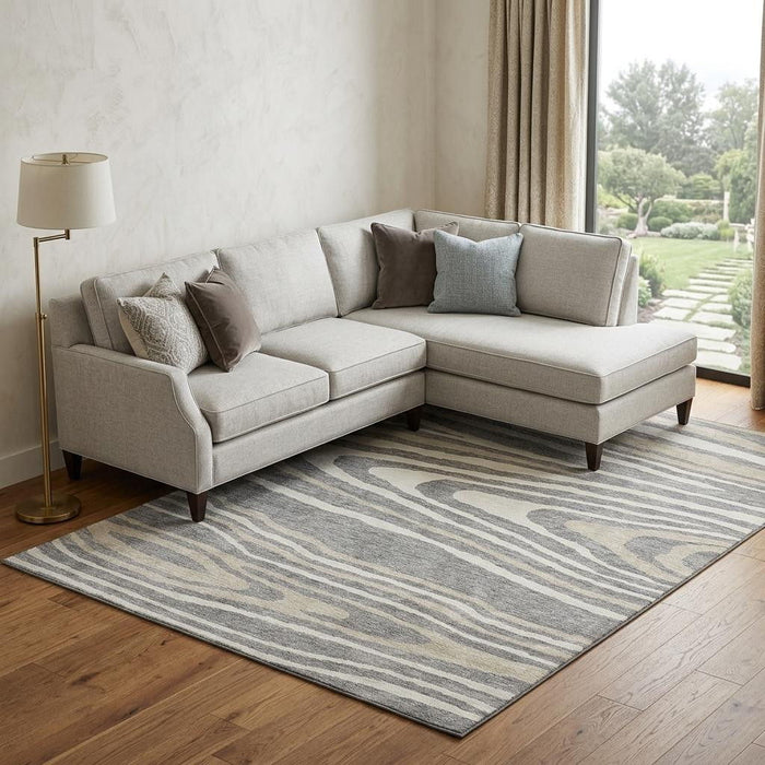 10' X 14' Woodland Lodge Washable Area Rug With UV Protection (676974) - Gray / Beige / Ivory