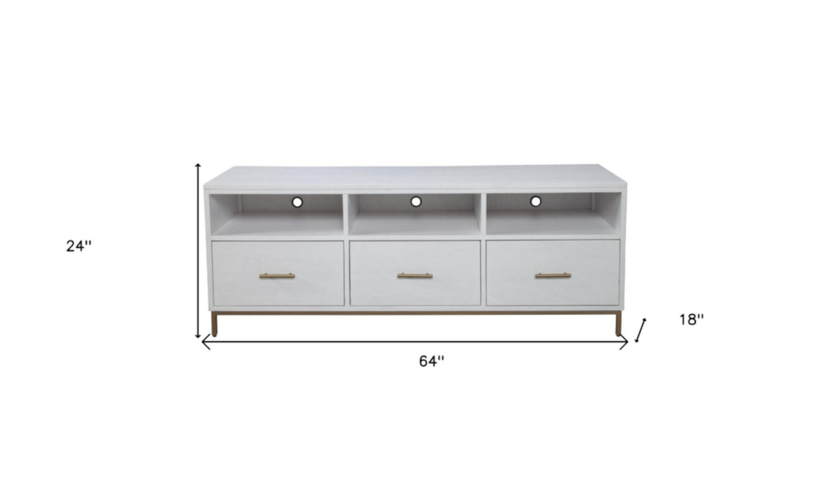 Mahogany Solids & Veneer Open Shelving, TV Stand - White