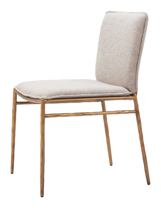 Upholstered Fabric Dining Side Chair - Beige / Gold