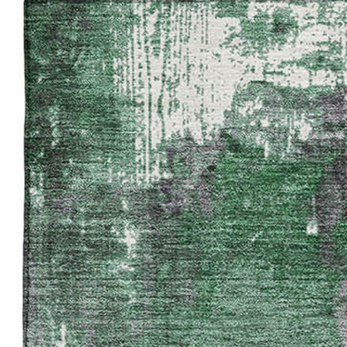 10' X 14' Abstract Washable Area Rug With UV Protection (706349) - Emerald / Purple