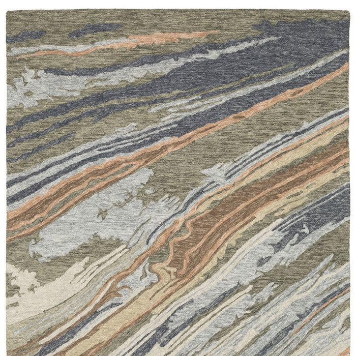 8' X 5' Wool Abstract Hand Tufted Area Rug - Gray And Blue