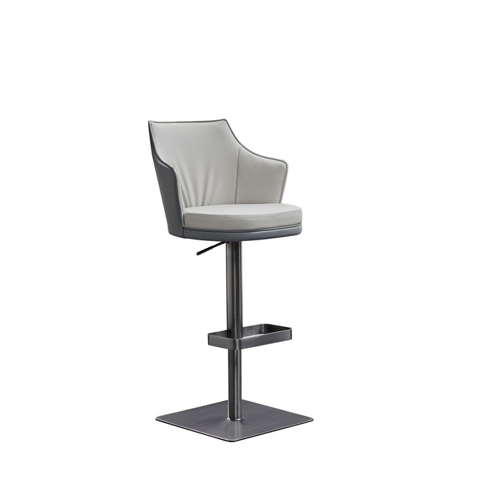 Adjustable Height Swivel Bar Chair - Gray / Silver