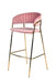 Set of 2 HomeRoots steel low back bar height chairs in pink and gold with modern design, perfect for stylish bar or counter seating.