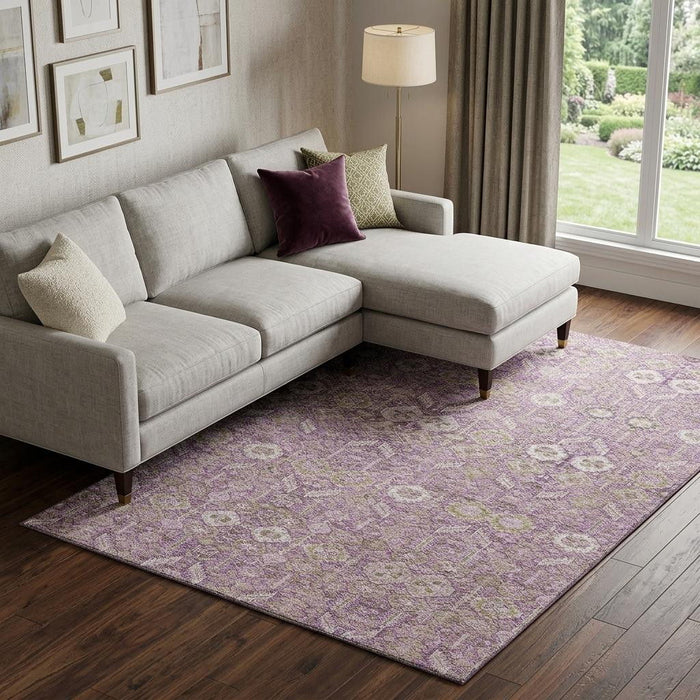 10' X 14' Tribal Washable Area Rug With UV Protection (649882) - Lavender / Ivory