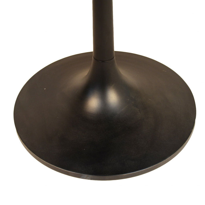 40" Rounded Solid Wood And Iron Pedestal Base Dining Table - Brown