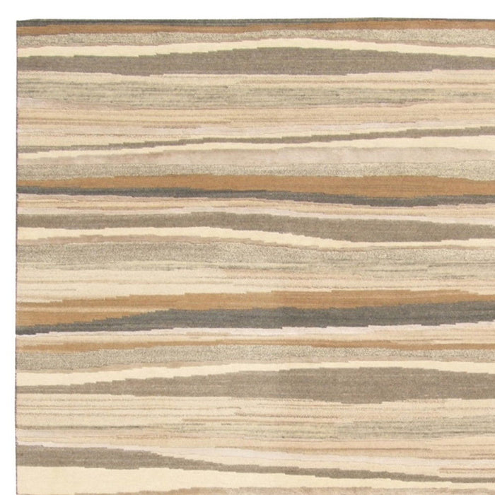 5' x 8' Wool Striped Hand Loomed Area Rug - Beige And Brown
