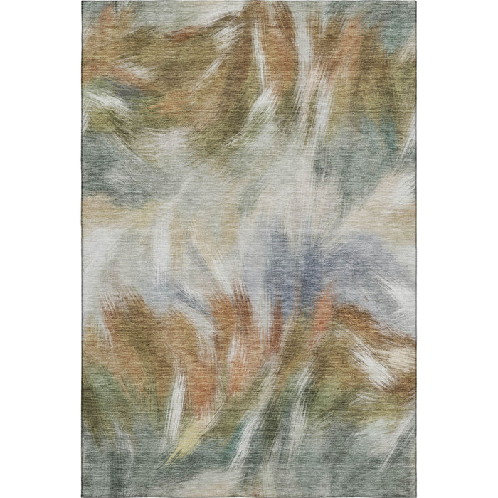 10' X 14' Abstract Washable Area Rug With UV Protection (717669) - Beige / Copper