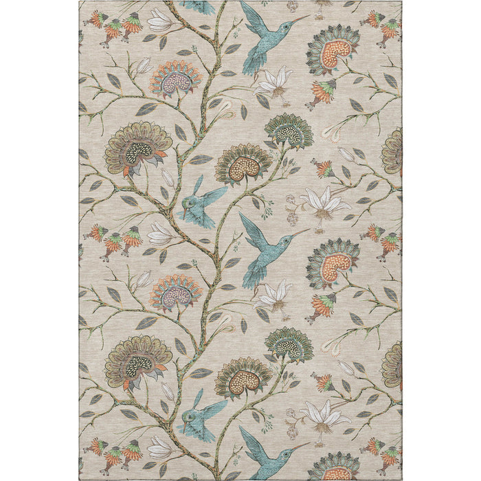 8' X 10' Geometric Washable Area Rug With UV Protection (645581) - Beige / Blue / Peach