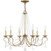 24-inch six-light dimmable chandelier with shades in antiqued gold finish by HomeRoots, showcasing elegant lighting design