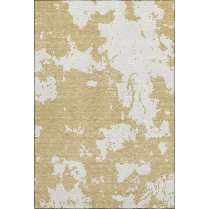 10' X 14' Abstract Washable Area Rug With UV Protection (671288) - Gold / Beige