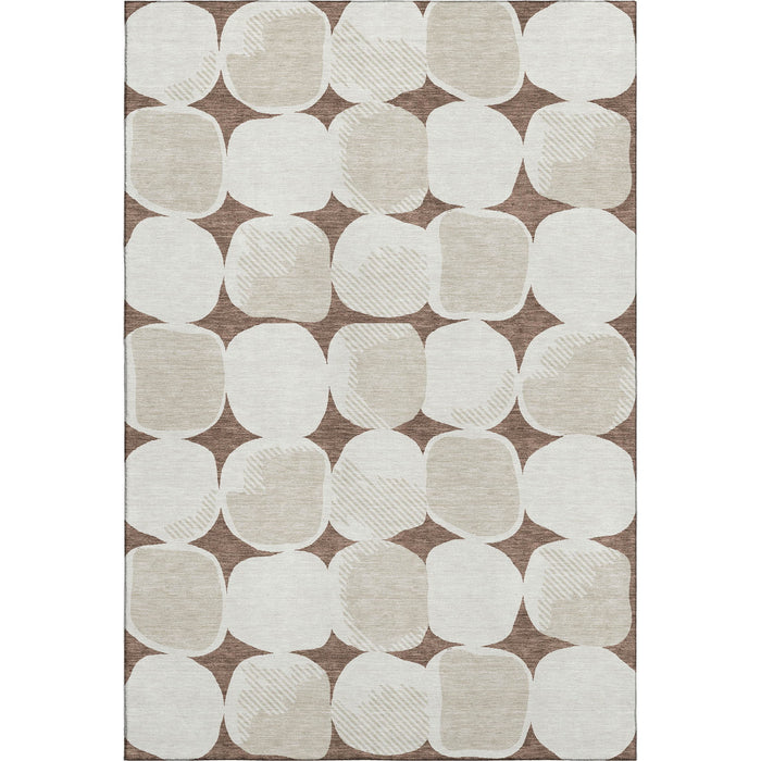 10' X 14' Abstract Geometric Washable Area Rug With UV Protection (669174) - Brown / Ivory