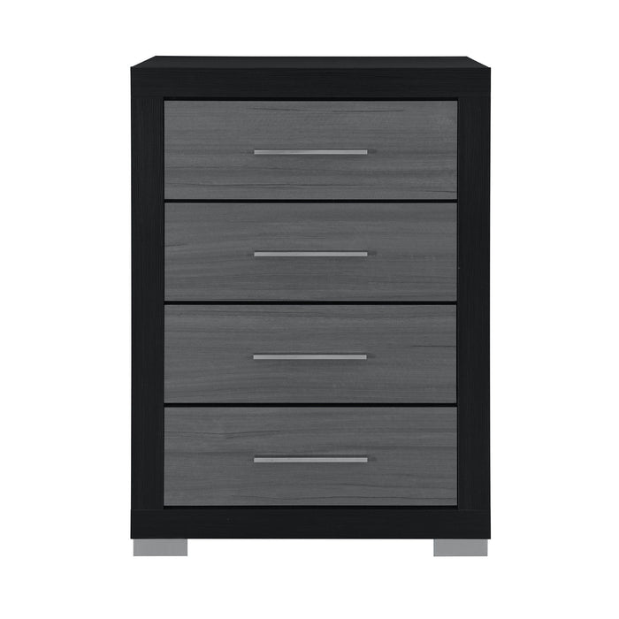 31" Wood Four Drawer Dresser - Black And Gray