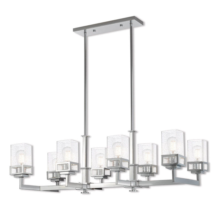 21" Eight Light Dimmable Chandelier With Shades - Silver