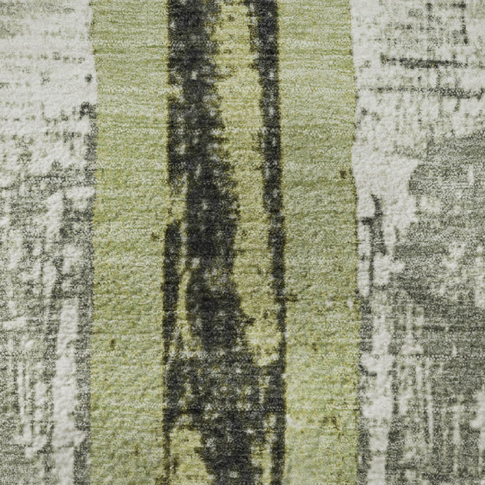 10' X 14' Striped Washable Area Rug With UV Protection (706409) - Artichoke Green / Gray