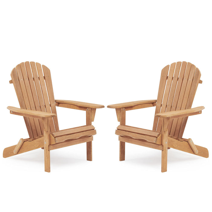 Set of two Giga outdoor wooden Adirondack lounge chairs in solid cedar, ideal for garden patio relaxation.