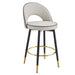 Set of two Giga modern upholstered bar stools with 360° swivel, metal legs, ideal for dining room seating.