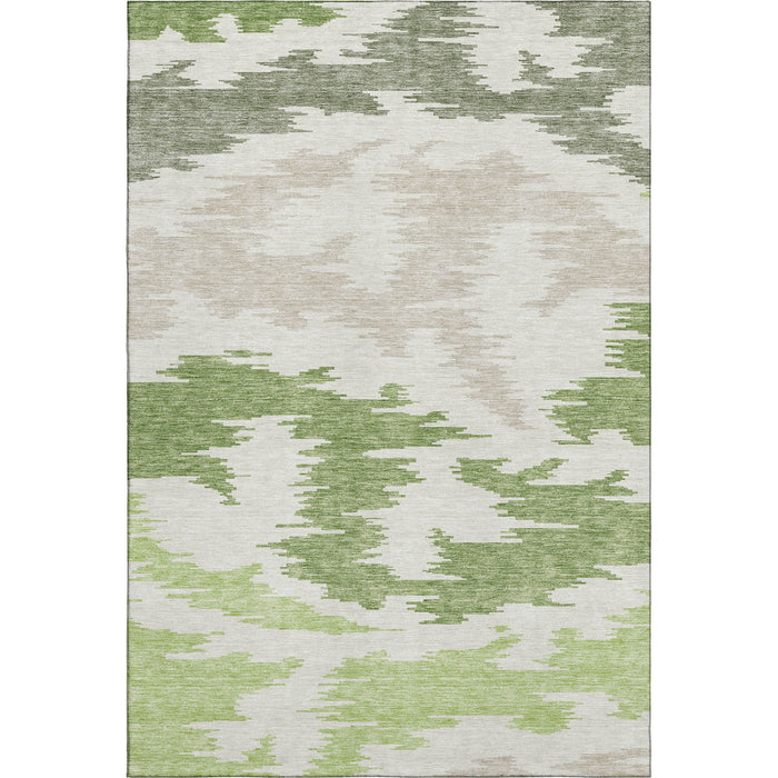 8' X 10' Abstract Washable Area Rug With UV Protection - Green And Beige