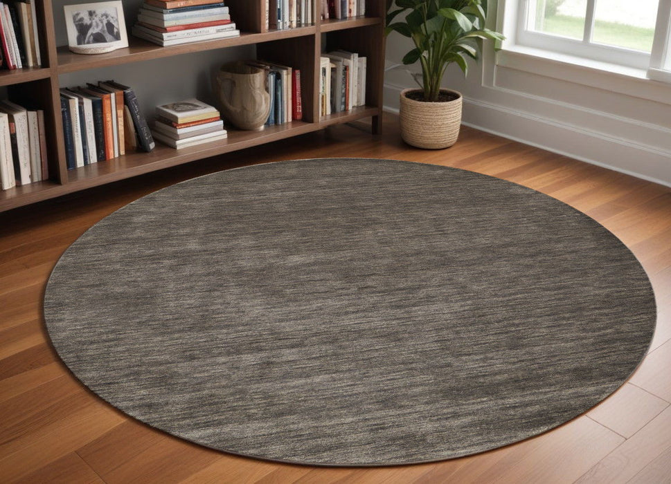 10' Wool Hand Woven Round Rug - Brown