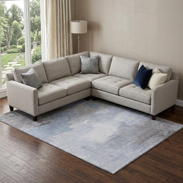 10' X 14' Abstract Washable Area Rug With UV Protection (696698) - Sky Blue / Gray / Silver