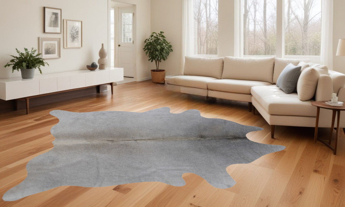72" x 84" Gray Cowhide Area Rug - Natural And Light