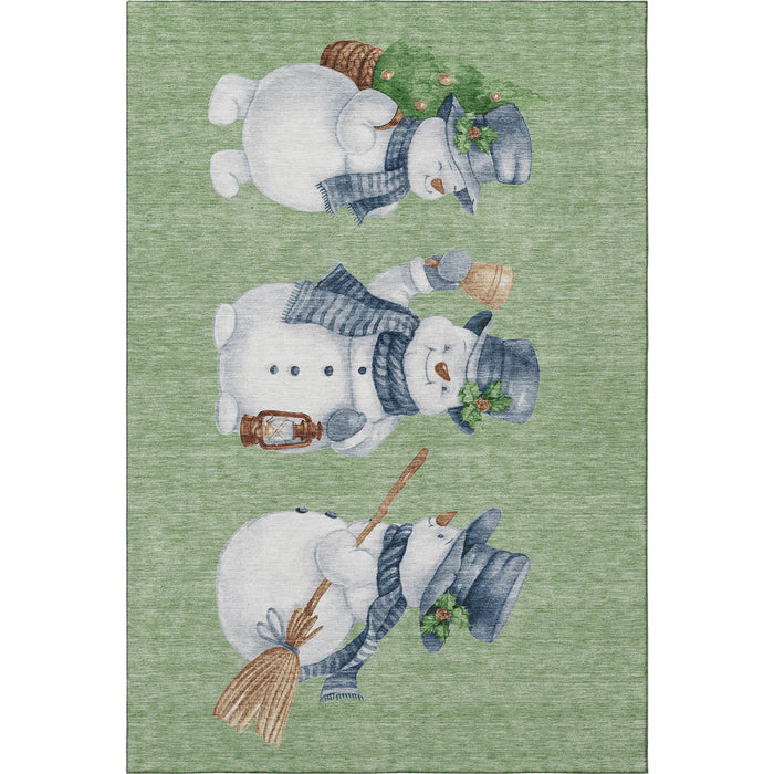 10' X 14' Geometric Washable Area Rug With UV Protection (702389) - Artichoke Green / Blue / Brown