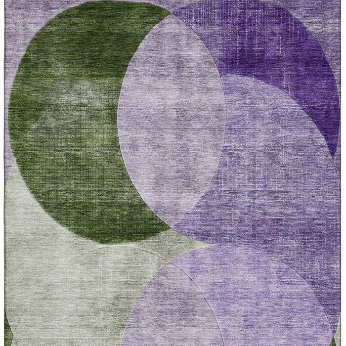 10' X 14' Geometric Washable Area Rug With UV Protection (686270) - Lavender / Green