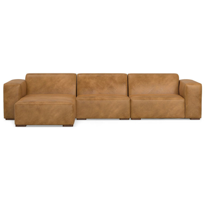 Sienna Modular Leather Sofa With Brown Legs - Brown