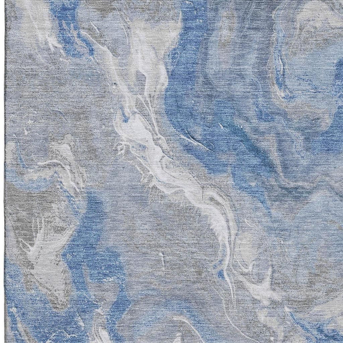 10' X 14' Abstract Washable Area Rug With UV Protection (697068) - Blue / Gray / Ivory