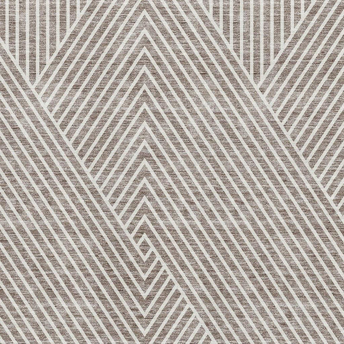 10' X 14' Geometric Washable Area Rug With UV Protection (674670) - Taupe / Ivory