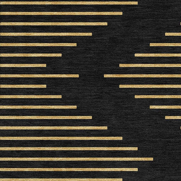 10' X 14' Geometric Washable Area Rug With UV Protection (679798) - Black / Gold