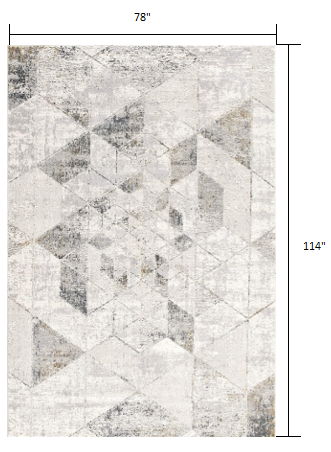 7' x 10' Abstract Power Loom Viscose Area Rug - Gray And Ivory