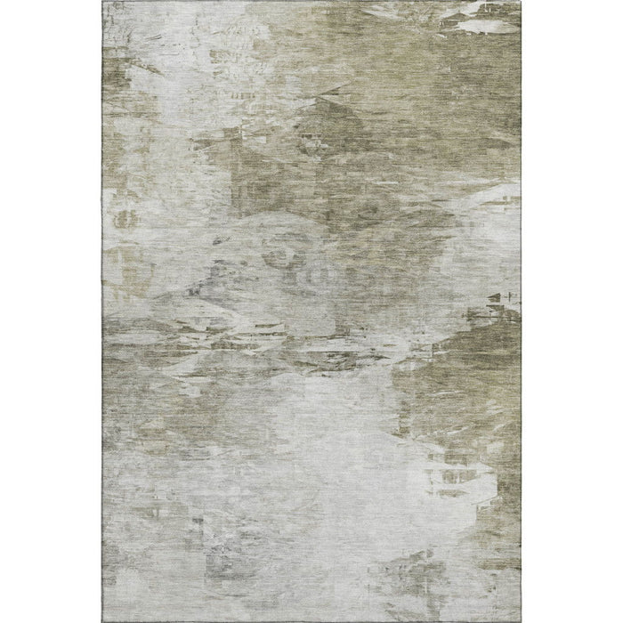 9' X 12' Abstract Washable Area Rug With UV Protection (650751) - Taupe / Ivory