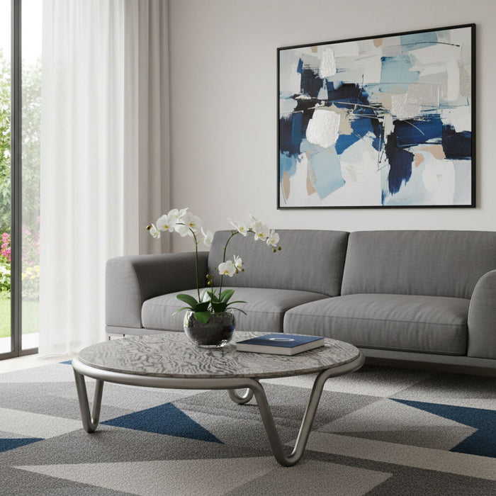 55" Stainless Steel Round Coffee Table - Gray / Silver