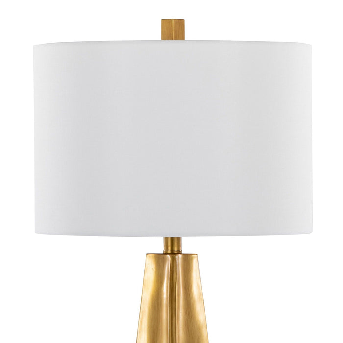 Pompeii - 29" Polyresin Table Lamp - Gold Polyresin And White Linen